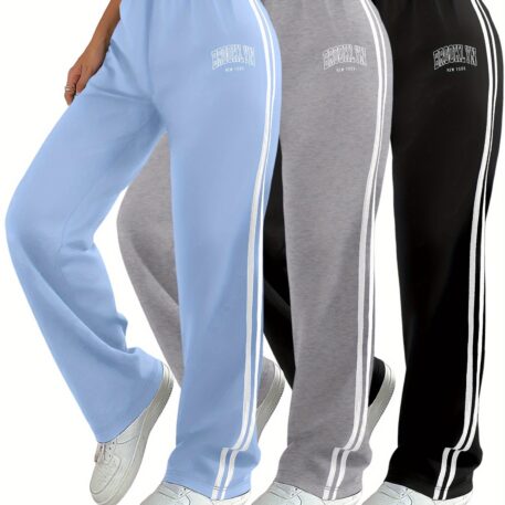 3 Packs Women's Letter Print Loose Sweatpants - Image 7