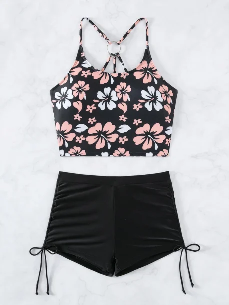 Printed Flower Tankini Set - Image 5