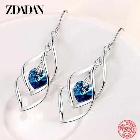 New Arrival 925 Sterling Silver Crystal Dangle Earrings - Image 2