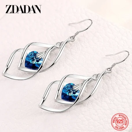 New Arrival 925 Sterling Silver Crystal Dangle Earrings - Image 3