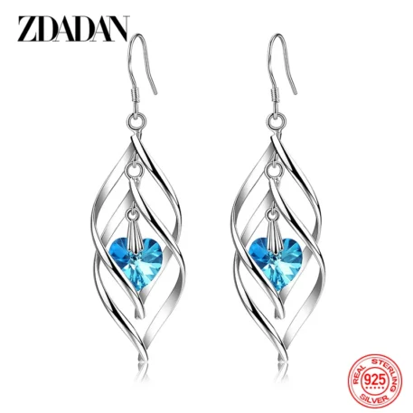 New Arrival 925 Sterling Silver Crystal Dangle Earrings - Image 4