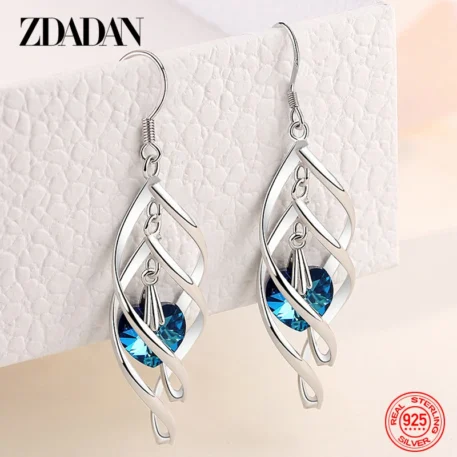 New Arrival 925 Sterling Silver Crystal Dangle Earrings