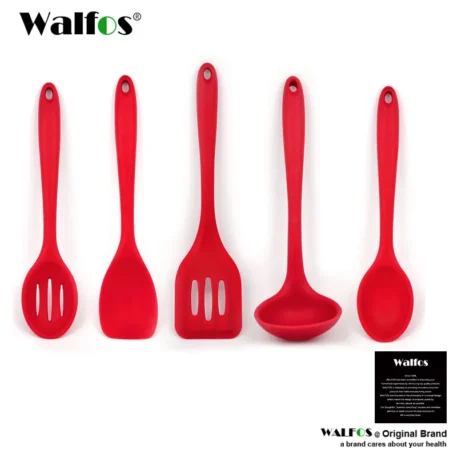 5Pcs Non Stick Silicone Cooking Spoon, Silicone Spatula, Turner, Soup Spoon, - Image 7