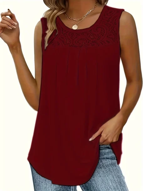 Solid color versatile sleeveless chest pleated top - Image 6