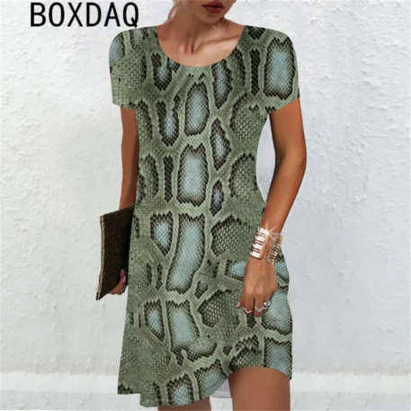 3D Snake Print Dress - Image 5