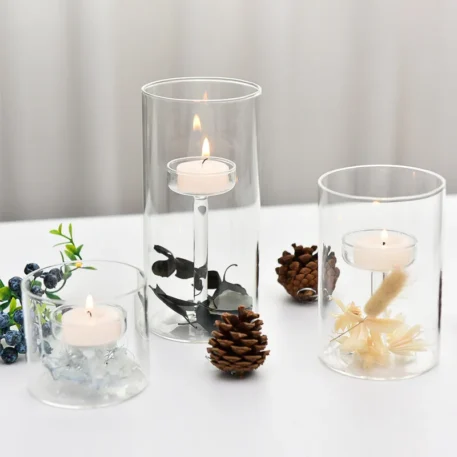 Transparent Glass Candlestick Holder