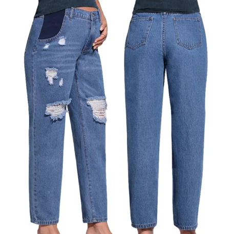 Maternity High Waist with Support Belly Jeans - Image 8