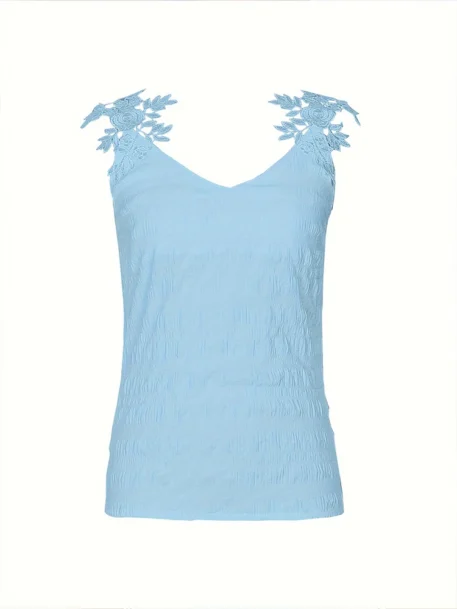 Women's Lace Appliqué V-shape Tank Top - Image 2