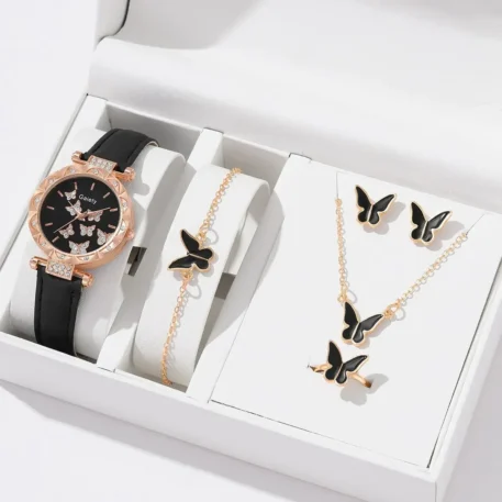 6/1pcs Set Women Watch, Ring, Necklace Earrings and Bracelet