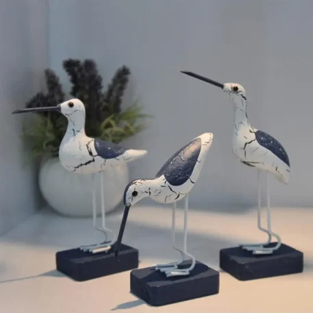 3Pcs Mediterranean Style Wooden Seabird Decoration - Image 2