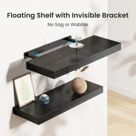 Floating Black Wall Shelves with Invisible Brackets - Image 4