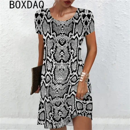 3D Snake Print Dress - Image 4