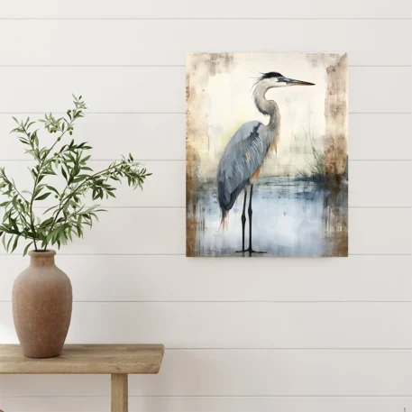 Blue Heron Watercolor Canvas Painting Wall Prints  No Frame - Image 3