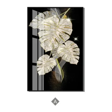 Luxury Abstract Black and Gold Foil Leaves Canvas Art  - NO FRAME - Image 10