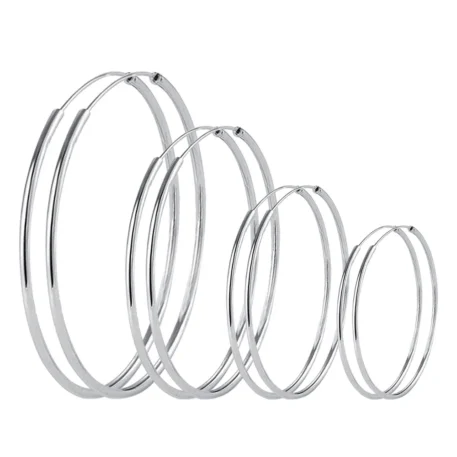 3/4/5/6CM Sterling Silver Round Hoop Earrings - Image 5