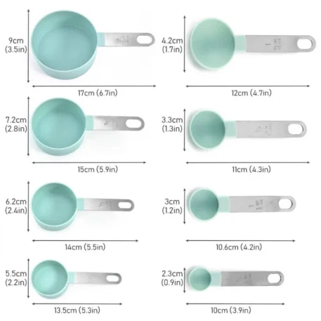 4PCS or 8PCS Plastic measuring Cup and Spoon Set Stainless Steel - Image 6