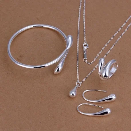 Silver Plated gorgeous water drops - four piece set