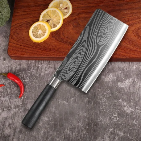 Laser Damascus Pattern Utility Kitchen Knife Set - Image 2