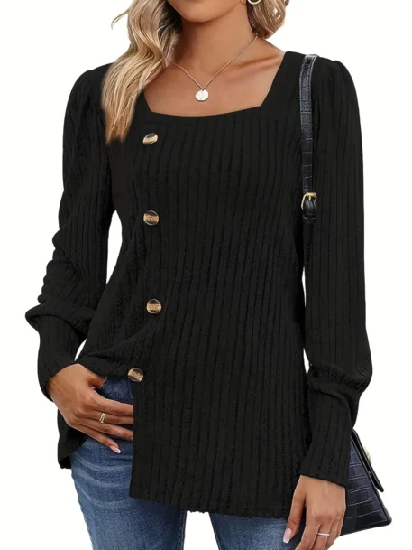 Solid Rib Knit Sweater