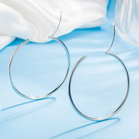 3/4/5/6CM Sterling Silver Round Hoop Earrings - Image 4