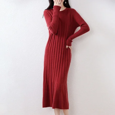 Autumn - Winter Knitted Wool Dress - Image 4