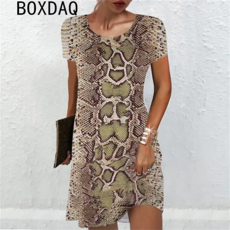 3D Snake Print Dress - Image 6