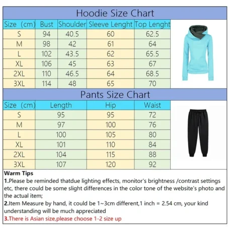 Women's Tracksuit Autumn Winter Hooded Sweatshirt +Black Sweatpants - Image 6