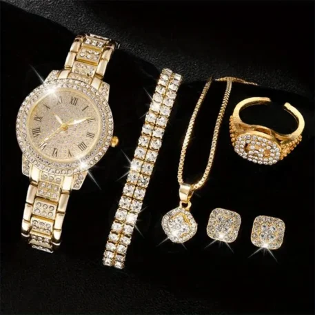 6PCS Women Watch Luxury Crystal Wristwatch - Image 3