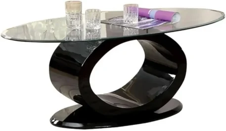 Contemporary Glass Top Coffee Table, 54" x 17.75" x 26.25" - Image 8