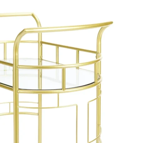 Bar Cart Matte Gold Metal 2-Tiers - Image 3