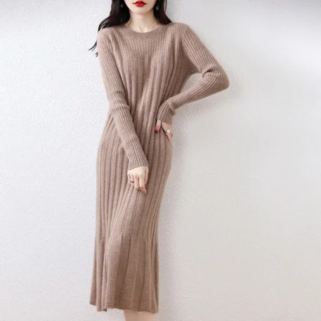 Autumn - Winter Knitted Wool Dress - Image 11