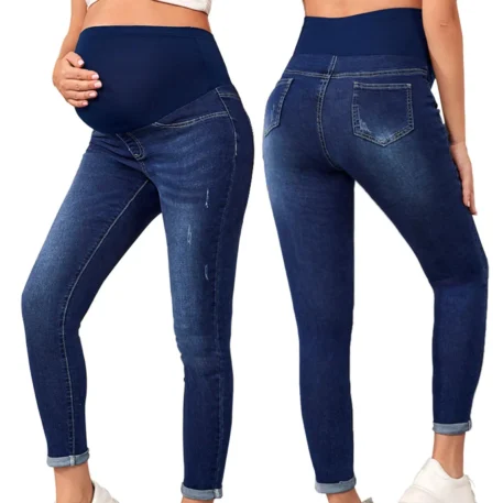 Maternity High Waist with Support Belly Jeans - Image 7