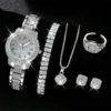 6PCS Women Watch Luxury Crystal Wristwatch