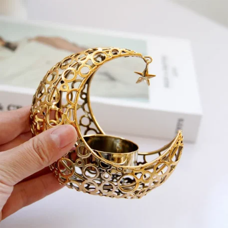 10.5CM  crescent moon star moon metal candle holder - Image 3