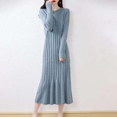 Autumn - Winter Knitted Wool Dress - Image 8