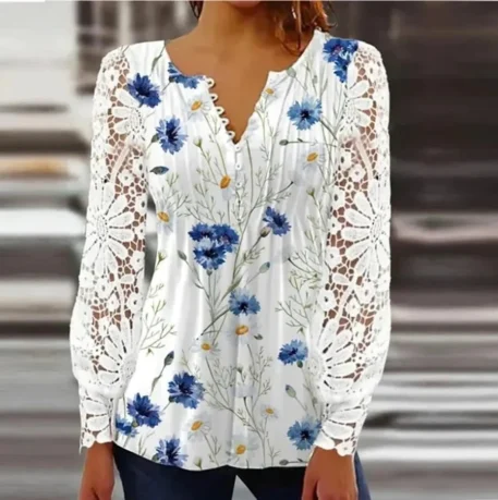 Casual Loose Shirt  Long sleeve Printed