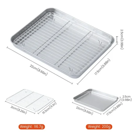 Stainless Steel Baking Pan Tray with Wire Rack - Image 7