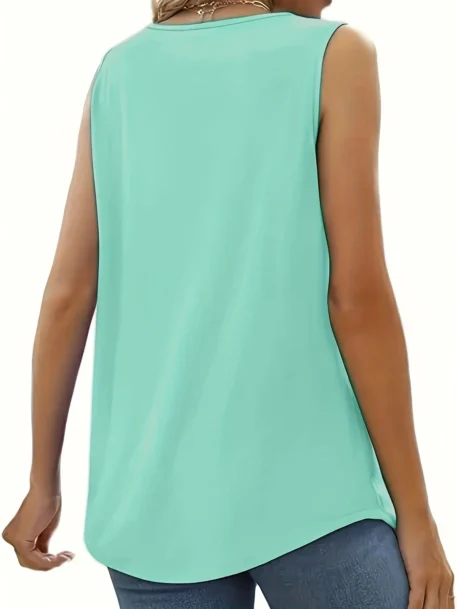 Solid color versatile sleeveless chest pleated top - Image 3