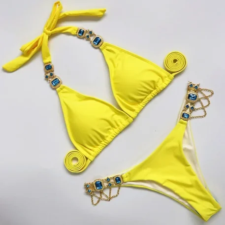 Halter Rhinestone Diamond Bikini