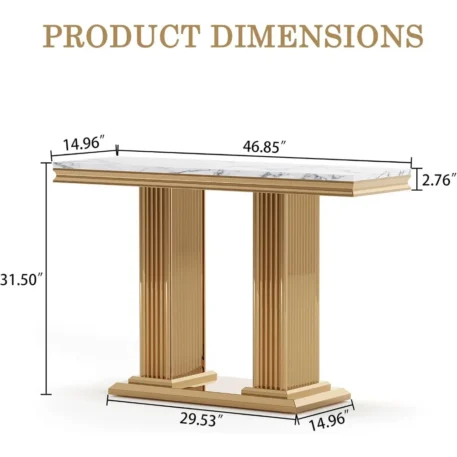 Luxury Accent Entry Way Faux Marble Table - Image 2