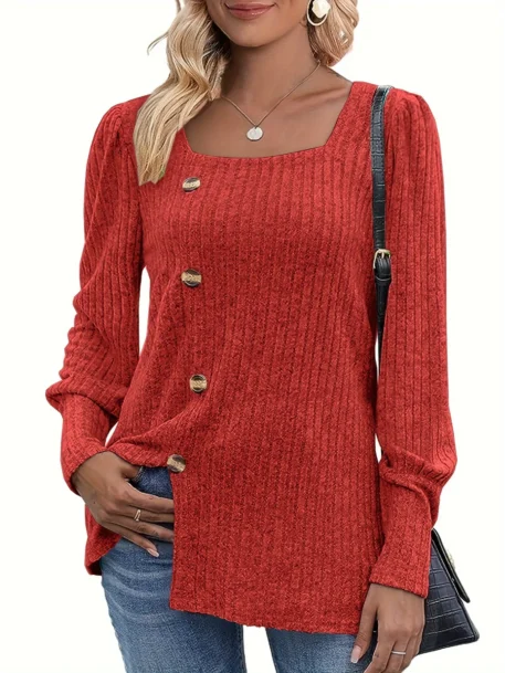 Solid Rib Knit Sweater - Image 8