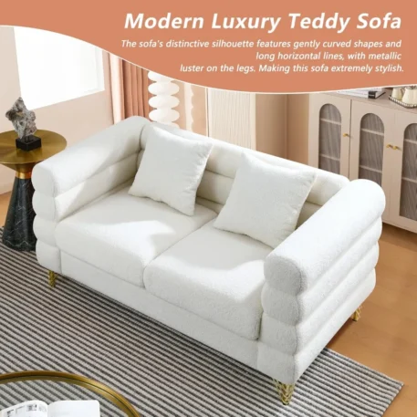 Luxury Teddy Sofa Set - 3 Seater Couch and Loveseat with 5 Pillows - Image 4