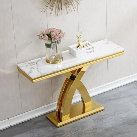 Luxury Accent Entry Way Faux Marble Table - Image 16