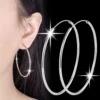 3/4/5/6CM Sterling Silver Round Hoop Earrings