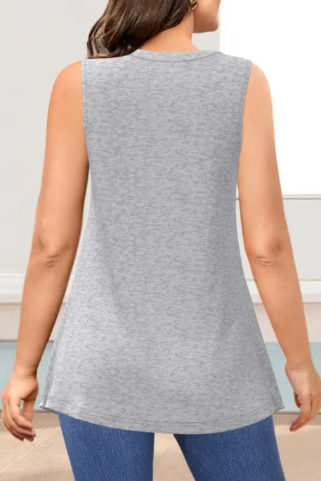 Plus Size Casual Grey Lace Tank Top - Image 3