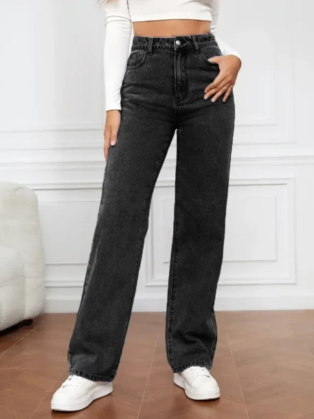 Women's Jeans Straight  High Waist Loose Fit  Ankle Length - Image 7