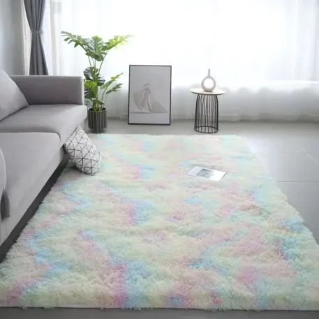 VIKAMA Silk Wool Rugs Children's Room Living Room Bedroom Tie-Dye Non-Slip Washable Machine Washable Carpet Mats - Image 3