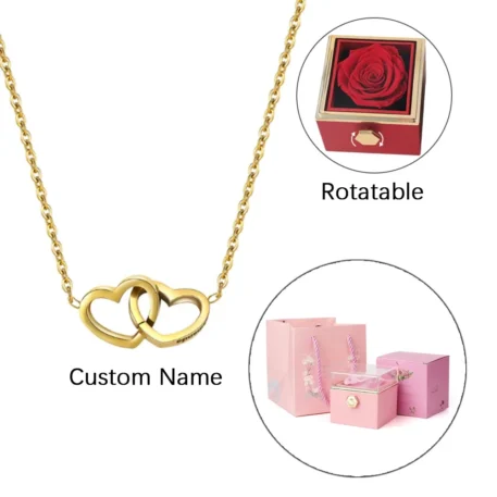 Double Heart Custom Personalized Necklace - Image 11