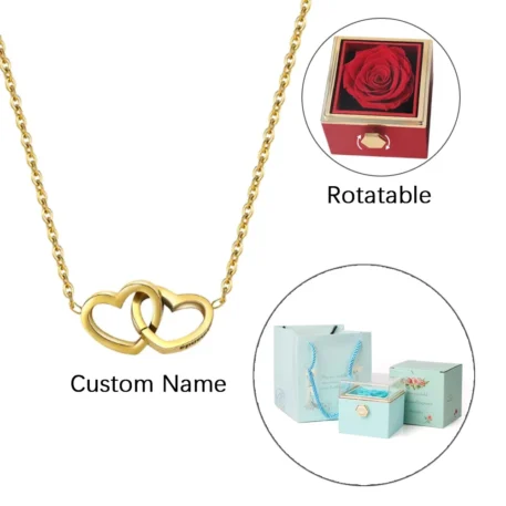 Double Heart Custom Personalized Necklace - Image 9