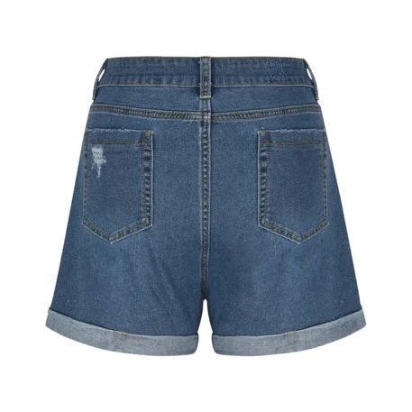 Stretchy High Waisted Ripped Denim Shorts - Image 5